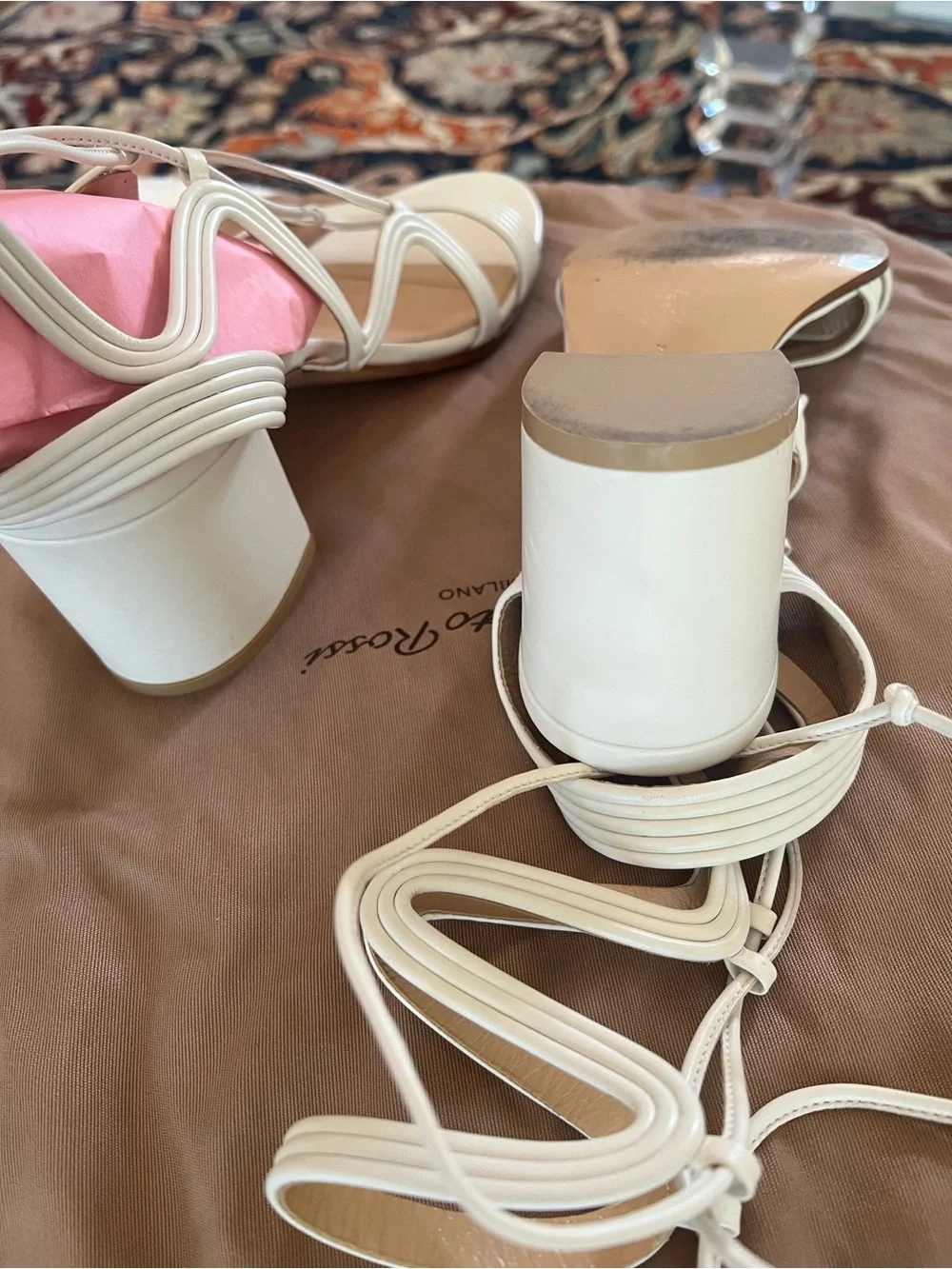 Gianvito Rossi ankle strap, white sandals